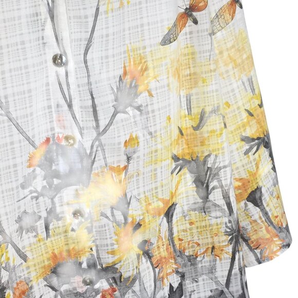 Alfred Dunner Shirt Womens XL White Floral Butterfly Button Front 3/4 Sleeve - Picture 3 of 16